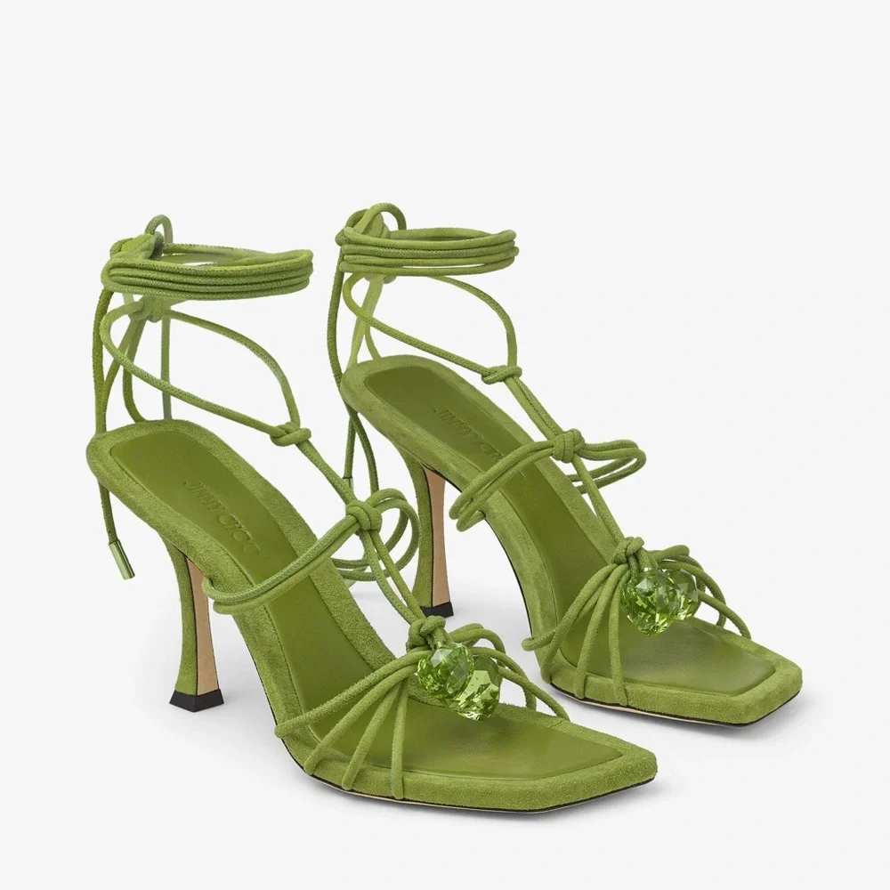New JIMMY CHOO Jemma 90 embellished suede sandals $1,125 37.5 - Picture 6 of 14
